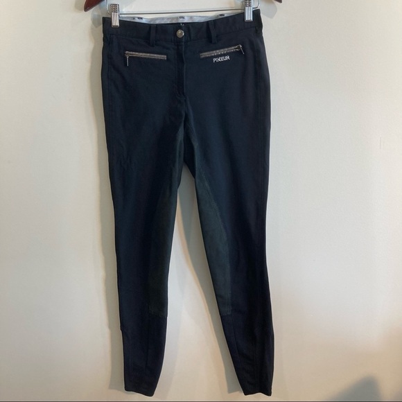 PIKEUR Sz M Rhinestone Logo Full  Grip Dress Breeches Embroidered Pocket Pants - Picture 1 of 14